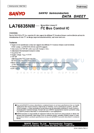 LA76835NM datasheet - Monolithic Linear IC I2C Bus Control IC