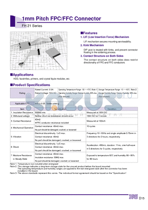 FH21-12S-1DS datasheet - 1mm Pitch FPC/FFC Connector