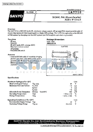 LA7710 datasheet - SECAM,PAL (Quasi-Parallel) Audio IF Circuit