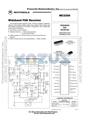 MC3356 datasheet - Wideband FSK Receiver