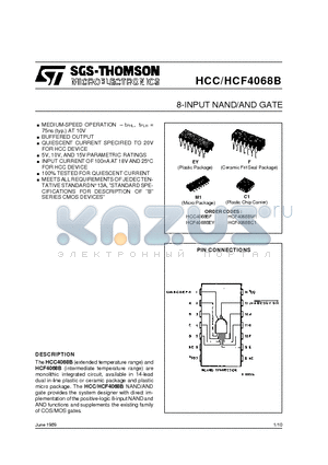 HCC4068 datasheet - 8-INPUT NAND/AND GATE