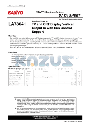 LA78041_06 datasheet - TV and CRT Display Vertical Output IC with Bus Control Support