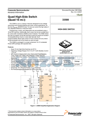 MC33580 datasheet - Quad High-Side Switch (Quad 15 m)