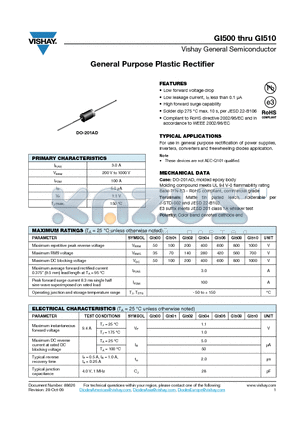 GI500 datasheet - General Purpose Plastic Rectifier