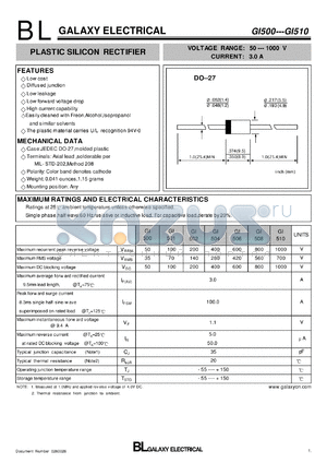 GI502 datasheet - PLASTIC SILICON RECTIFIER