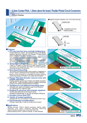 FH23-71S-0.3SHAW datasheet - 0.3mm Contact Pitch, 1.25mm above the board, Flexible Printed Circuit Connectors