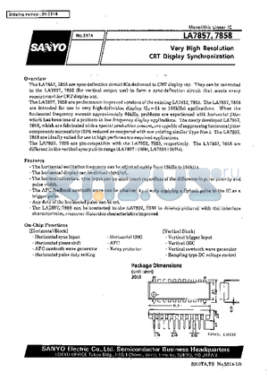 LA7857 datasheet - Very High Resolution CRT Display Synchronization