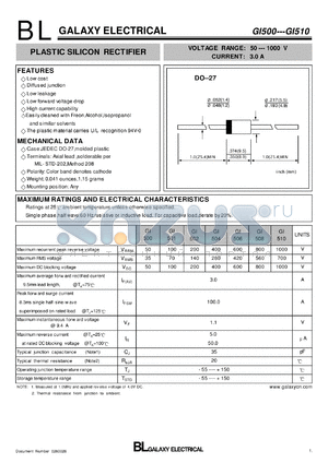 GI501 datasheet - PLASTIC SILICON RECTIFIER