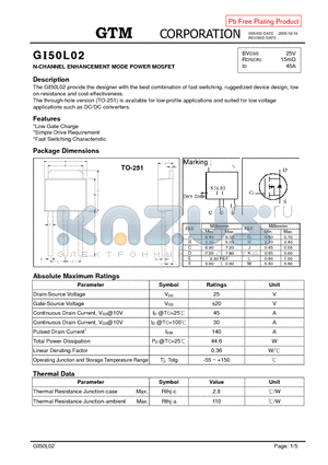 GI50L02 datasheet - N-CHANNEL ENHANCEMENT MODE POWER MOSFET