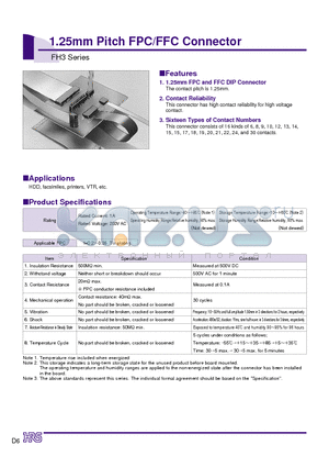 FH3-04S-1.25DSA datasheet - 1.25mm Pitch FPC/FFC Connector