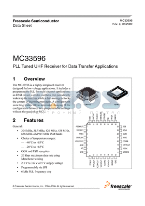 MC33596_09 datasheet - PLL Tuned UHF Receiver for Data Transfer Applications