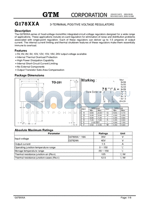 GI7806A datasheet - 3-TERMINAL POSITIVE VOLTAGE REGULATORS
