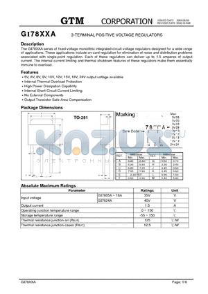 GI7805A datasheet - 3-TERMINAL POSITIVE VOLTAGE REGULATORS