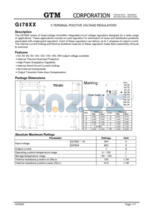 GI7806 datasheet - 3-TERMINAL POSITIVE VOLTAGE REGULATORS