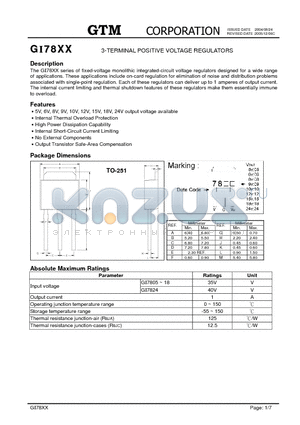 GI7805 datasheet - 3-TERMINAL POSITIVE VOLTAGE REGULATORS