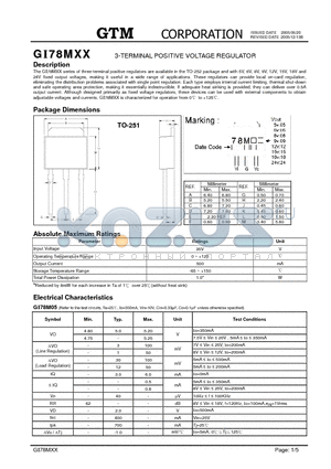 GI78M08 datasheet - 3-TERMINAL POSITIVE VOLTAGE REGULATOR