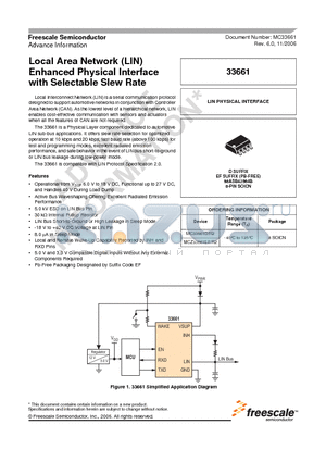 MC33661D datasheet - Local Area Network (LIN) Enhanced Physical Interface with Selectable Slew Rate