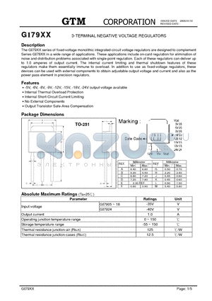 GI7906 datasheet - 3-TERMINAL NEGATIVE VOLTAGE REGULATORS