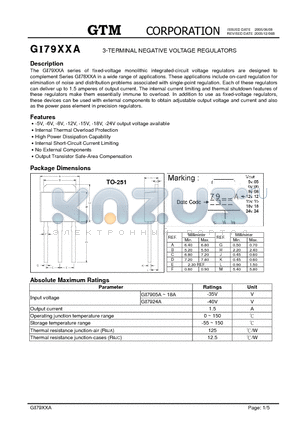 GI79XXA datasheet - 3-TERMINAL NEGATIVE VOLTAGE REGULATORS