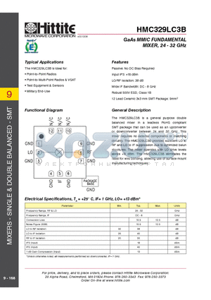 HMC329LC3B_09 datasheet - GaAs MMIC FUNDAMENTAL MIXER, 24 - 32 GHz