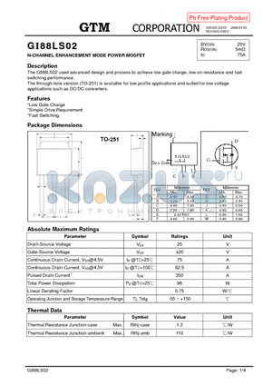 GI88LS02 datasheet - N-CHANNEL ENHANCEMENT MODE POWER MOSFET