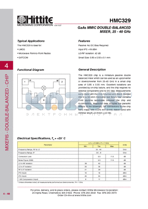 HMC329_09 datasheet - GaAs MMIC DOUBLE-BALANCED MIXER, 25 - 40 GHz
