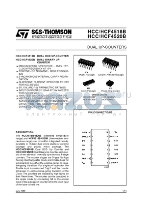 HCC4518B datasheet - DUAL UP-COUNTERS