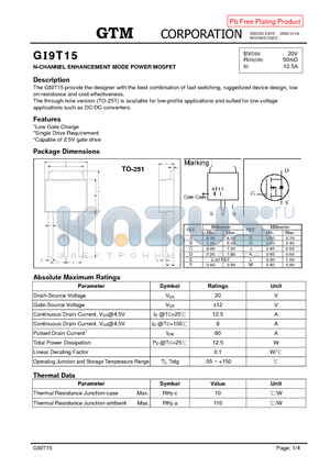 GI9T15 datasheet - N-CHANNEL ENHANCEMENT MODE POWER MOSFET