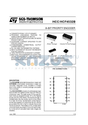 HCC4532BF datasheet - 8-BIT PRIORITY ENCODER