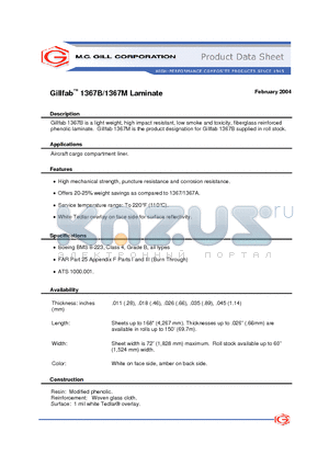 GILLFAB1366 datasheet - a light weight, high impact resistant, low smoke and toxicity, fiberglass reinforced phenolic laminate