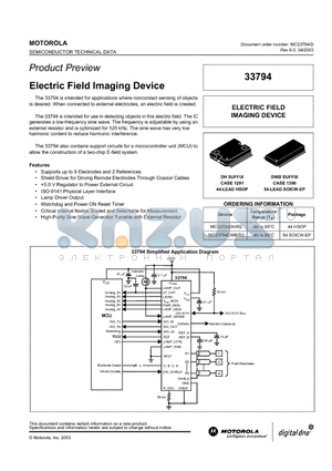 MC33794DH datasheet - Electric Field Imaging Device