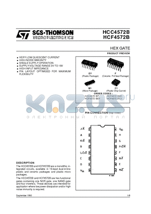 HCC4572B datasheet - HEX GATE