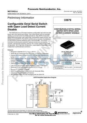 MC33879 datasheet - Configurable Octal Serial Switch with Open Load Detect Current Disable