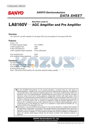 LA8160V_08 datasheet - AGC Amplifier and Pre Amplifier