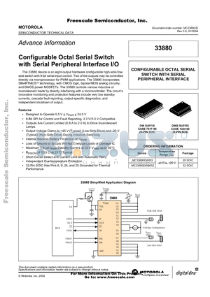 MC33880 datasheet - CONFIGURABLE OCTAL SERIAL SWITCH WITH SERIAL PERIPHERAL INTERFACE