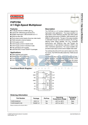 FHP3194_0610 datasheet - 4:1 High-Speed Multiplexer