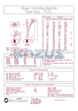 70C100BF datasheet - Silicon Controlled Rectifier