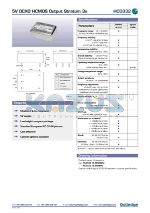 HCD332 datasheet - 5V OCXO HCMOS OUTPUT STRATUM 3E