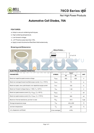 70CD datasheet - Automotive Cell Diodes, 70A