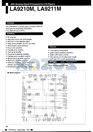 LA9211M datasheet - ASP (Analog Signal Processor) for CD Players
