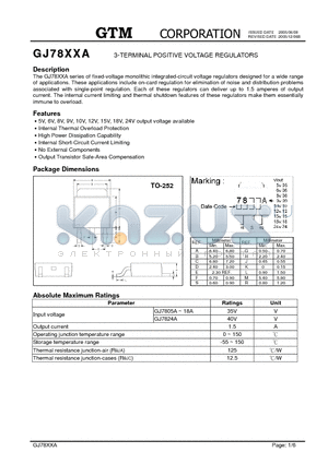 GJ7808 datasheet - 3-TERMINAL POSITIVE VOLTAGE REGULATORS