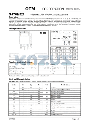 GJ78M18 datasheet - 3-TERMINAL POSITIVE VOLTAGE REGULATOR