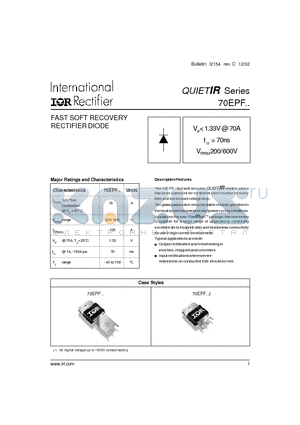 70EPF02 datasheet - FAST SOFT RECOVERY RECTIFIER DIODE