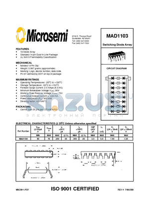 MAD1103 datasheet - Switching Diode Array