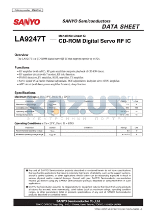 LA9247T datasheet - CD-ROM Digital Servo RF IC