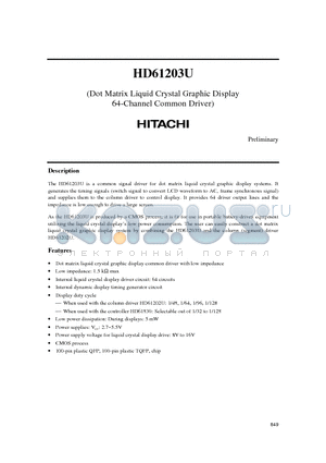HCD61203U datasheet - Dot Matrix Liquid Crystal Graphic Display 64-Channel Common Driver