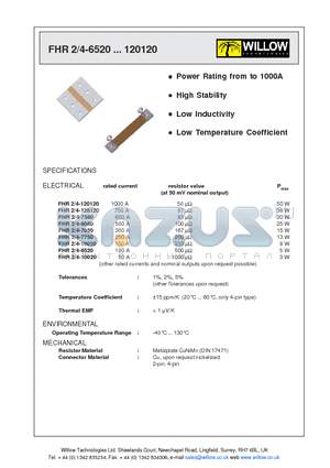 FHR2-7050 datasheet - High Stability Power Rating from to 1000A