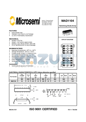 MAD1104 datasheet - Switching Diode Array