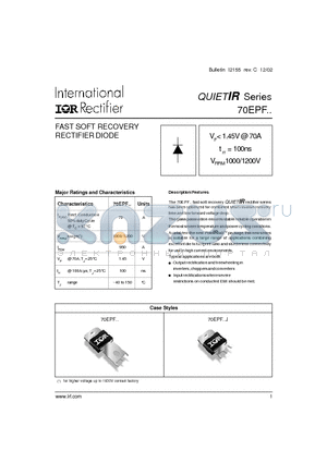 70EPF10J datasheet - FAST SOFT RECOVERY RECTIFIER DIODE