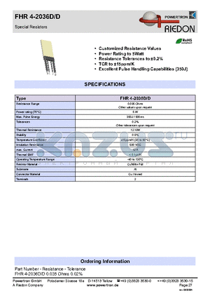 FHR4-2036DD datasheet - Special Resistors